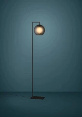 заказать 390254 Торшер с ножным выключателем ARANGONA, 1X40W (E27), H1715, сталь, черный/матовое стекло, серый в Краснодаре