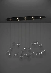 390344 Люстра диммируемая ESPARDELLO, 8X5,4W (LED), 3000K, 4080lm, L1480, B260, H2200, сталь, черный/стекло, прозрачный в Краснодаре