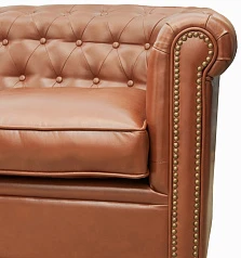 Трехместный диван кожаный лофт Karo brown 3S коричневый в интерьере в Краснодаре