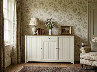 Бежевый комод "Оливия (Olivia)" 3 двери/1 ящик арт GA5005B в интерьере в Краснодаре