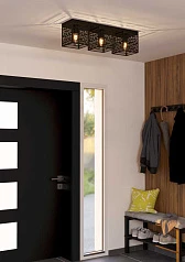 900357 Потолочный светильник PIEDRITAS, 3x40W, E27, L730, B180, H205, сталь, черный в Краснодаре