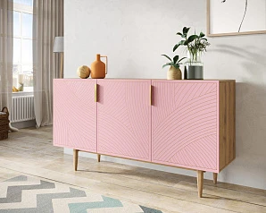 купить красивый Комод с тремя дверками "Line" LN02/GR1/pink в интернет-магазине в Краснодаре