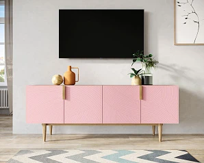 красивый Комод под TV с четыремя дверками "Line" LN06/GR1/pink в Краснодаре