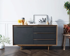 купить красивые Комод "Brun Blacki" с ящиками и дверкой арт BR-02Black в интернет-магазине в Краснодаре