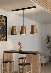 390293 Люстра CASTUERA, 3X25W (E27), L1310, B300, H1500, сталь, черный/бумага декорированная розовыми лепестками, золотой, розовый на заказ в Краснодаре