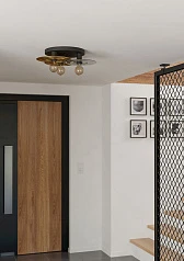 44027 Потолочная люстра LINTMILL, 3х40W (E27), H200, ?530, сталь, черный, брашированная латунь / стекло, серый в интернет-магазине в Краснодаре