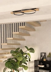 заказать 901716 Светодиодный потолочный светильник BOYAL, 2х12W(LED), 3400lm, сталь, дерево, черн., коричн, пластик, белый в интернет-магазине в Краснодаре