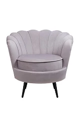 купить красивое Низкое кресло ракушка Pearl Grey на черных ножках в Краснодаре