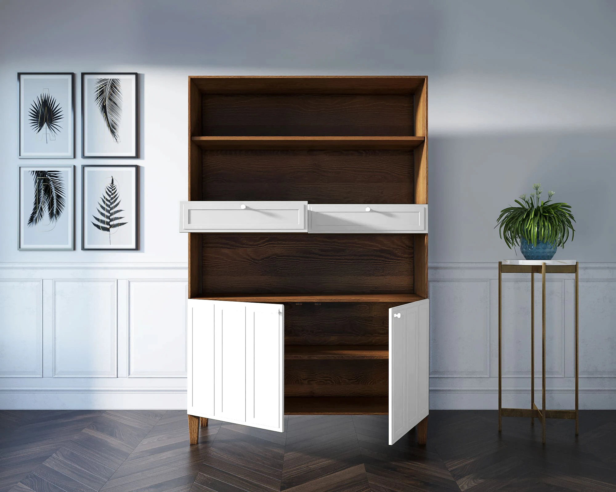 купить Стеллаж широкий двухстворчатый "Andersen" арт AN17WH в интернет-магазине в Краснодаре