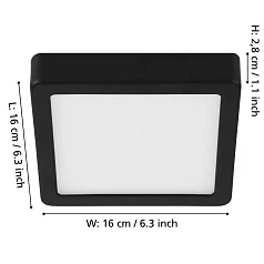 купить 900586 Накладной светильник диммируемый FUEVA 5, 11W (LED), 3000K, L160, B160, H28, сталь, черный / пластик, белый в Краснодаре