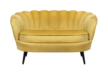 фото Дизайнерский диван Pearl Double Yellow на черных ножках в интерьере в Краснодаре