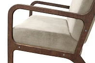 купить стильные Низкое кресло с деревянными подлокотниками Mody Taupe коричневое в интернет-магазине в Краснодаре