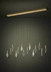 390362 Люстра диммируемая MIRADOR, 14X3,3W (LED), 3000K, 4760lm, L1400, B120, H2200, сталь, латунь, золотой/пластик, прозрачный на заказ в Краснодаре