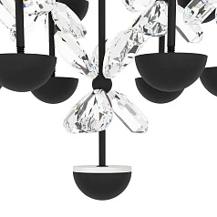 красивые 390277 Люстра диммируемая PIANOPOLI 2, 15X1,8W (LED), 3000K, 3600lm, ?500, сталь, черный/переливающееся стекло, прозрачный в интернет-магазине в Краснодаре