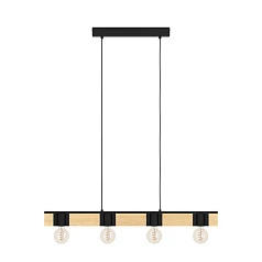 фото 43902 Люстра BAILRIGG, 4X40W (E27), L895, B45, H1100, сталь, дерево, черный, коричневый в Краснодаре