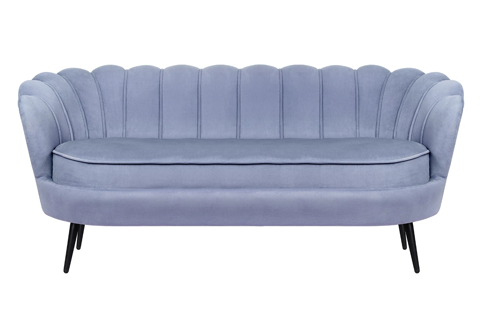 Диван ракушка для гостиниц Pearl Triple Blue на черных ножках в интерьере в Краснодаре