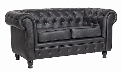 купить Диван из черной кожи Chesterfield Black Leather 2S в интернет-магазине в Краснодаре