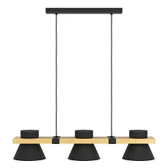 43956 Люстра MACCLES, 3X15W (E27), L780, B180, H1100, сталь, дерево, черный, коричневый в интерьере в Краснодаре