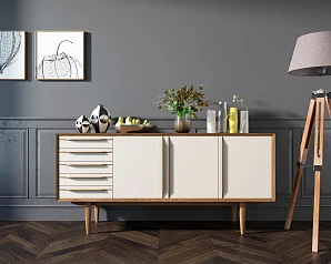 Комод "Bruni white" три дверки арт BR04WH в интерьере в Краснодаре