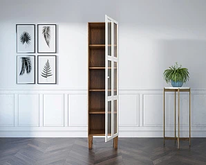 купить стильные Шкаф одностворчатый "Andersen" с рифлеными стеклами арт AN13WH в Краснодаре