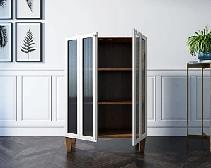 заказать Шкаф-буфет "Andersen" малый с рифлеными стеклами арт AN18/1WH в Краснодаре