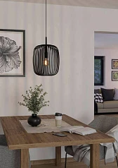 купить 900494 Подвесной потолочный светильник ROMAZZINA, 1x40W, E27, H1100, ?325, сталь, черный в Краснодаре