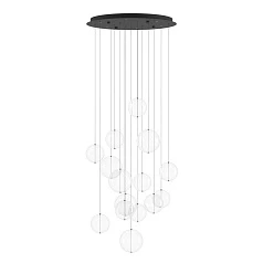 купить стильные 390333 Люстра диммируемая ESPARDELLO, 6X5,4W (LED), 3000K, 3060lm, ?580, сталь, черный/стекло, прозрачный в Краснодаре