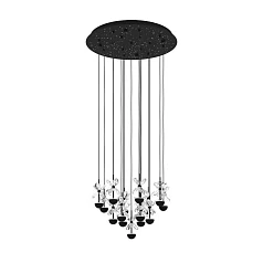 красивые 390277 Люстра диммируемая PIANOPOLI 2, 15X1,8W (LED), 3000K, 3600lm, ?500, сталь, черный/переливающееся стекло, прозрачный в интернет-магазине в Краснодаре