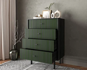 фото Комод вертикальный с четырьмя ящиками "Emerson" арт EM18/green/L в Краснодаре
