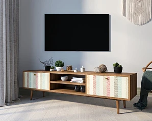 красивый Комод "Berber" с нишей низкий под TV принт 45 арт BB49/Print_45 на заказ в Краснодаре