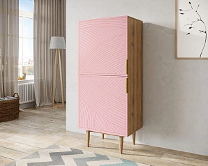 купить Вертикальный комод с двумя дверками "Line" LN05/GR1/pink в интернет-магазине в Краснодаре