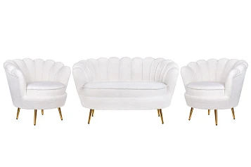 Комплект кресел и дивана ракушка Pearl Double White Boucle в интернет-магазине в Краснодаре