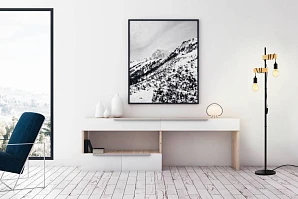 32919 Торшер с ножн. выкл. TOWNSHEND, 2х10W (E27), L205, B250, H1665, сталь, дерево, черный, коричне в интерьере в Краснодаре