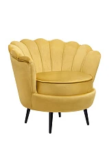 Низкое кресло ракушка Pearl Yellow на черных ножках в Краснодаре