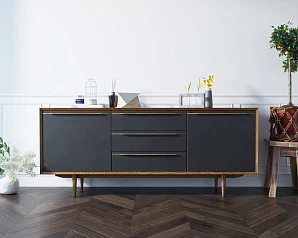 Комод "Brun Black" с тремя ящиками и дверками арт BR-03/Black в интернет-магазине в Краснодаре