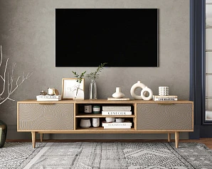 купить стильный Комод "Line" с нишей низкий под TV R27/beige в интернет-магазине в Краснодаре