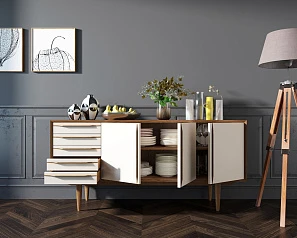 Комод "Bruni white" три дверки арт BR04WH в интерьере в Краснодаре