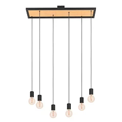 купить 43725 Подвесной потолочный светильник (люстра) CONSETT, 6Х40W, E27, L780, B250, H1100, дерево, сталь, коричневый, черный в Краснодаре
