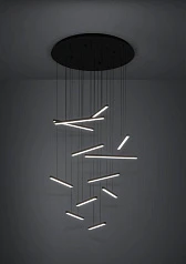 красивые 390351 Люстра диммируемая LINDOZA, 12X8,4W (LED), 3000K, 12000lm, ?780, сталь, черный/пластик, белый в Краснодаре