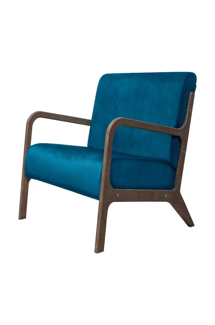 Низкое кресло с деревянными подлокотниками Mody Marine цвет синий на заказ в интернет-магазине в Краснодаре