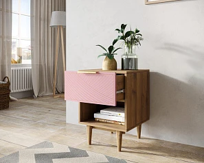купить стильные Тумбочка с верхним ящиком "Line" LN10/GR1/pink в интернет-магазине в Краснодаре