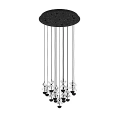 красивые 390277 Люстра диммируемая PIANOPOLI 2, 15X1,8W (LED), 3000K, 3600lm, ?500, сталь, черный/переливающееся стекло, прозрачный в интернет-магазине в Краснодаре