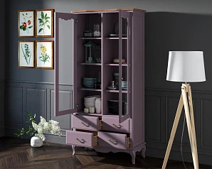 красивый Шкаф Leontina Lavanda для посуды высокий 4 ящика  арт ST9355/4L в интернет-магазине в Краснодаре