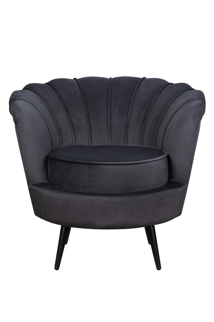 заказать Низкое кресло ракушка Pearl черный на черных ножках в интернет-магазине в Краснодаре