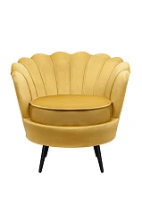 купить Низкое кресло ракушка Pearl Yellow на черных ножках в Краснодаре