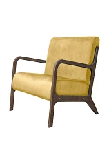 купить красивые Низкое кресло c деревянными подлокотниками Mody Yellow в интернет-магазине в Краснодаре