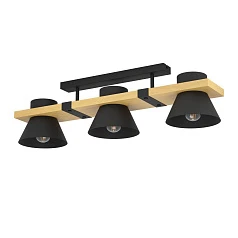 купить красивые 43955 Потолочный светильник MACCLES, 3X15W (E27), L780, B180, H205, сталь, дерево, черный, коричневый в интернет-магазине в Краснодаре