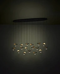 купить стильные 390343 Люстра диммируемая DRACERA, 17X2,3W (LED), 3000K, 4760lm, L1550, B330, H2200, сталь, черный/сталь, черный, золотой в интернет-магазине в Краснодаре