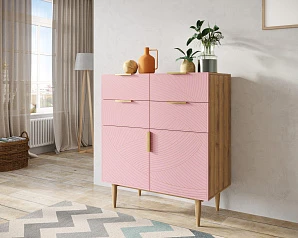 купить Большой комод с четырьмя ящиками и дверками "Line" LN17/GR1/pink в Краснодаре