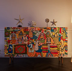 купить красивый Комод "Berber" с двумя дверками и ящиками принт 1 арт BB17/Print_01 в Краснодаре